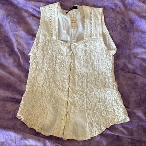 Inca Cotton White Sleeveless Top